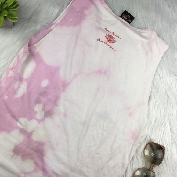Harley Davidson medium destroyed pink tank top - Picture 5 of 7